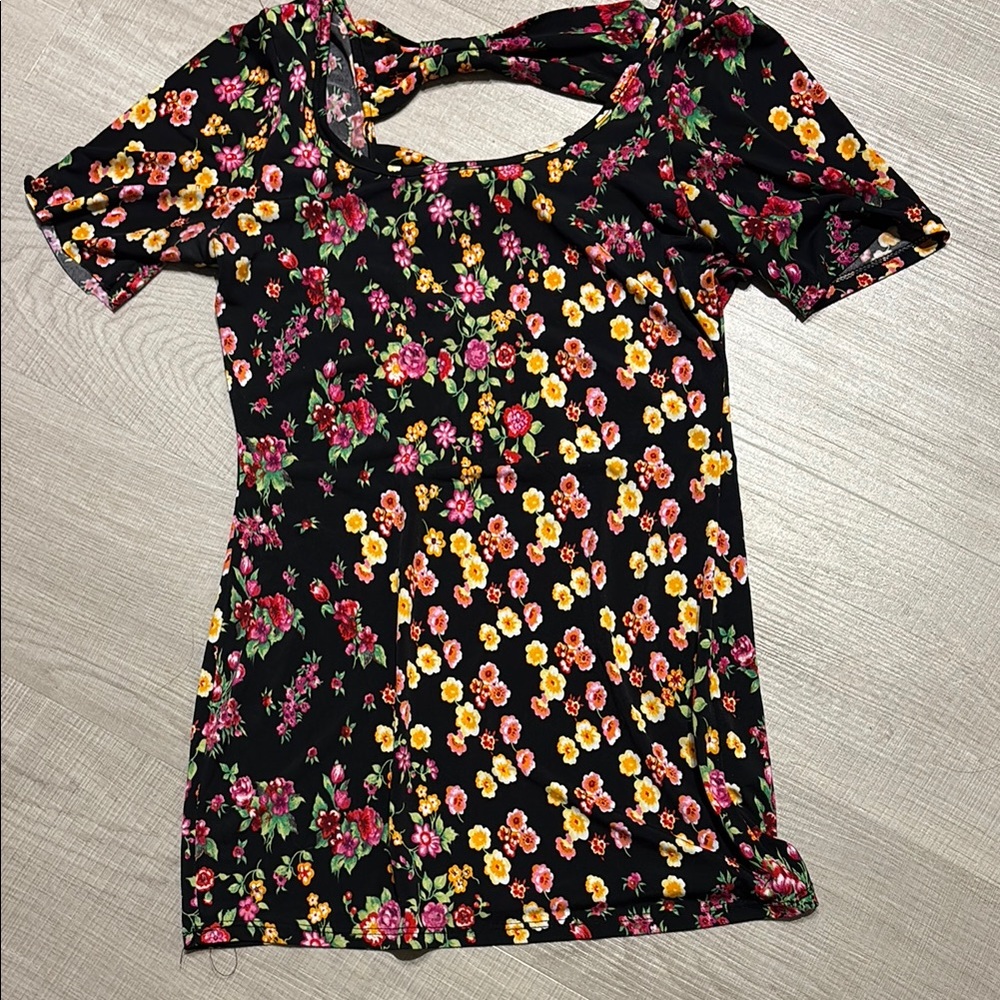 Floral Black Top